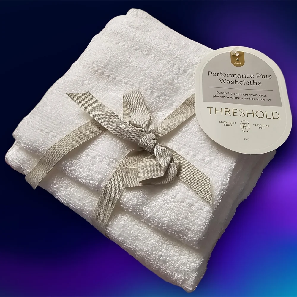 Threshold White Performance Plus Washcloths - 4 Pack